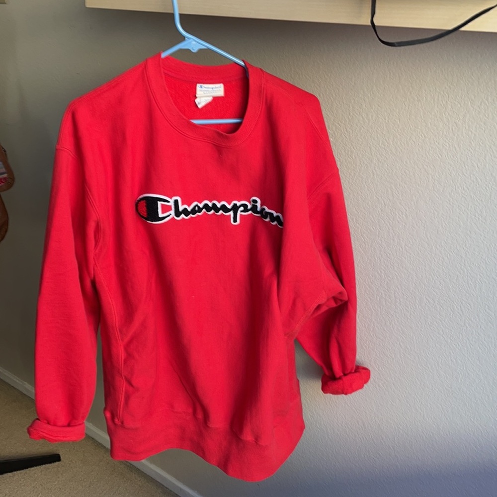 Coziest red champion oversized sweater!